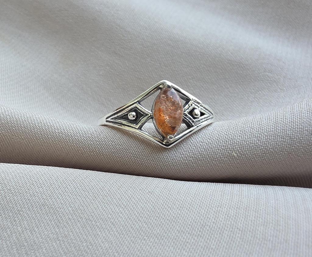 Natural Sunstone 925 Sterling Silver Ring, Gift For Her