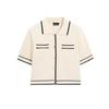 MD Autumn New Women Clothes Graceful Gold Cotton Polo Collar Short Sleeve Knitted Cardigan 5766575