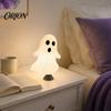 Holiday Atmosphere Light Cute Ghost Night with Spring Base, USB Powered Mini Spooky Halloween Small Bedside Lamp Tree Topper LED for Party,