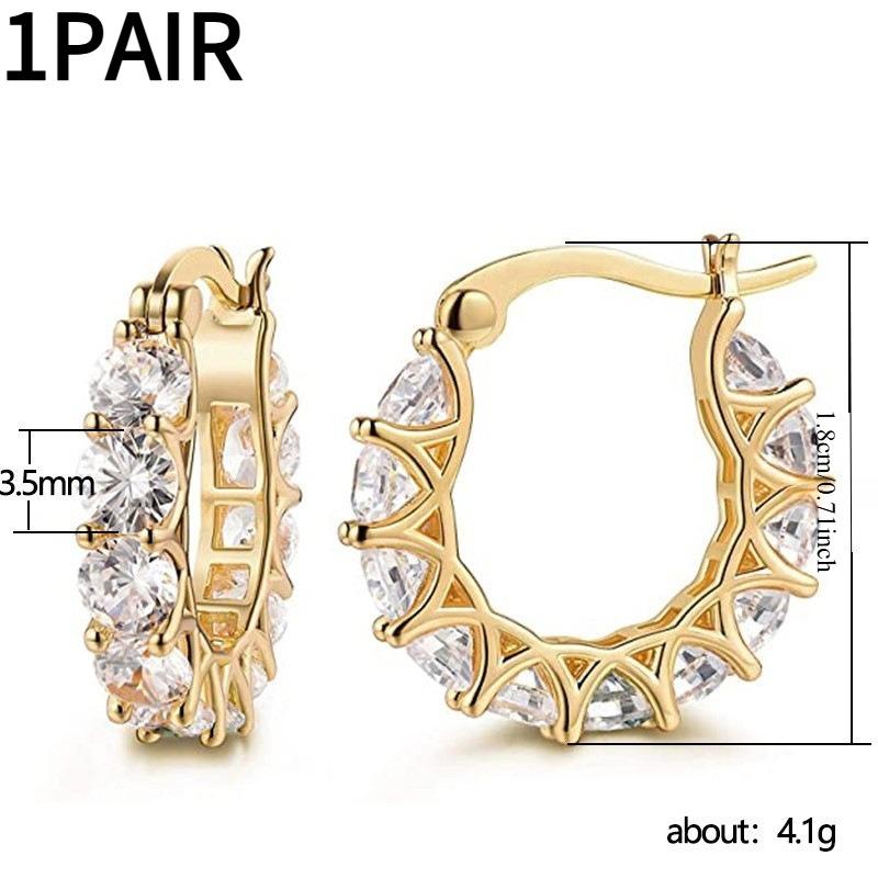 1PAIR European and American new square crystal zircon ring earrings fashion ring earrings simple earrings daily jewelry women