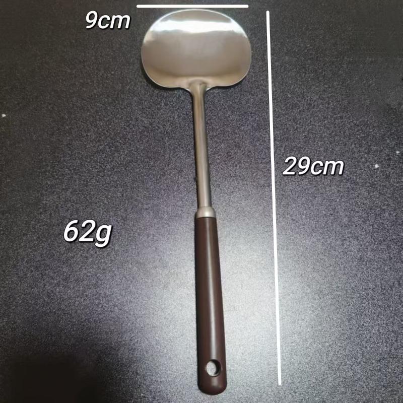 Popular Stainless Steel Mushroom Shovel Imitation Walnut Handle Spatula Stir Fry Spoon Food Grade Household Set Mushroom Shovel