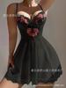 European and American sexy lingerie lace perspective temptation embroidered thong two-piece set new
