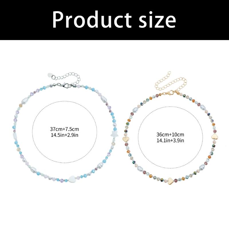 Creative Multicolor Heart Beaded Necklace Adjustable Chain For Women And Girls Casual Wear