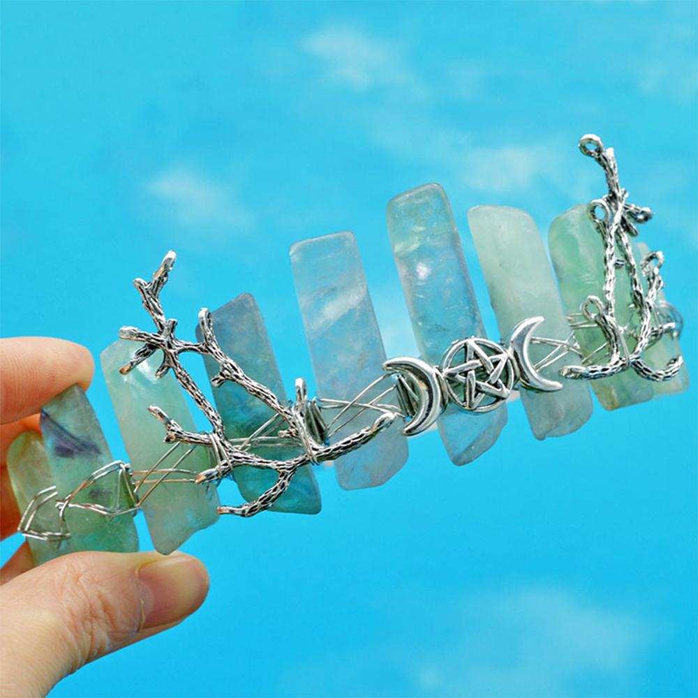 High Quality Witch Crown Silver Color Moon Star Hair Accessories Handmade Headband Crystal Quartz Tiara Jewelry Gifts
