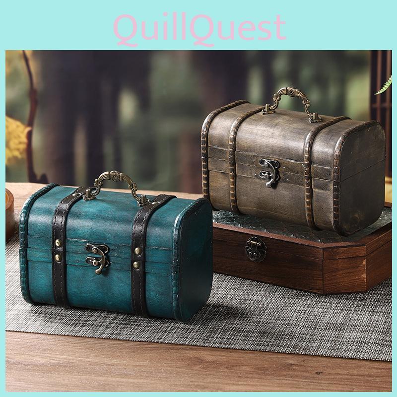 Vintage Wooden Organizer Box For Accessories Cds And Cables Home Office Decor