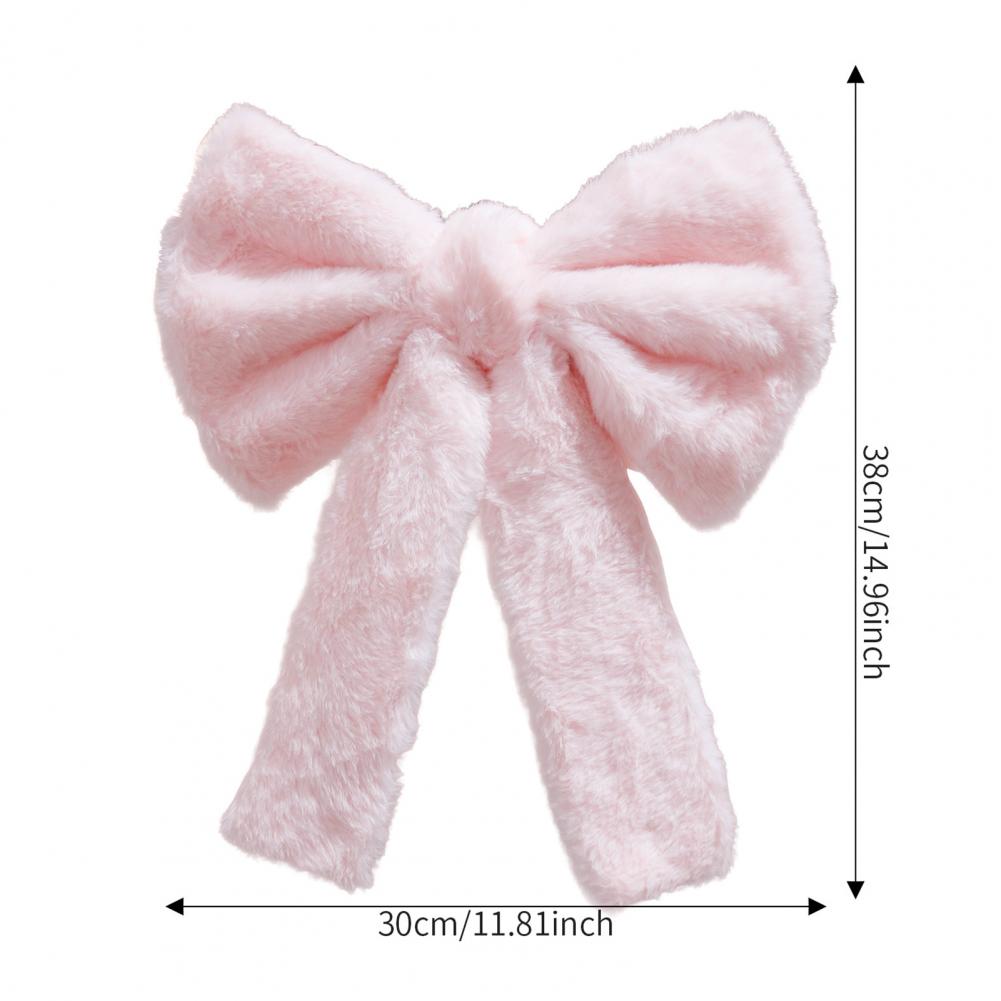 Valentine's Day Pink Plush Big Bow Atmosphere Decoration Pink Cute Creative Decorative Plush Bow Fluffy Edge Bows Ornament
