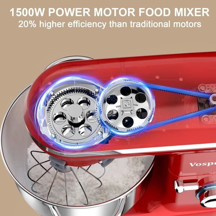 Robot pâtissier - vospeed - sm-1519x - 1500w - 6.2qt - acier inoxydable