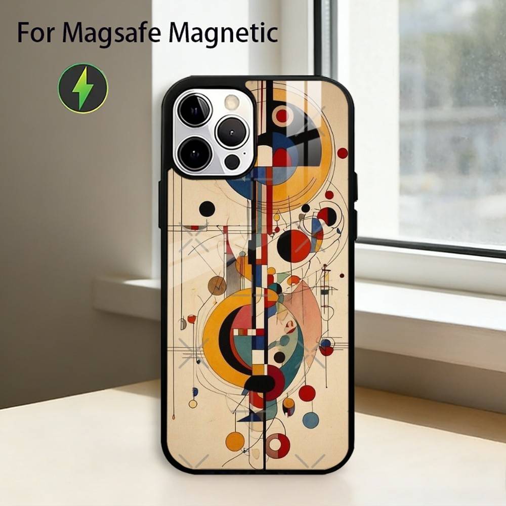 Geometric Bauhaus A-Art Phone Case For iPhone17,16,15,14,13,12,11 Plus,Pro Magnetic with Magsafe Wireless Charging