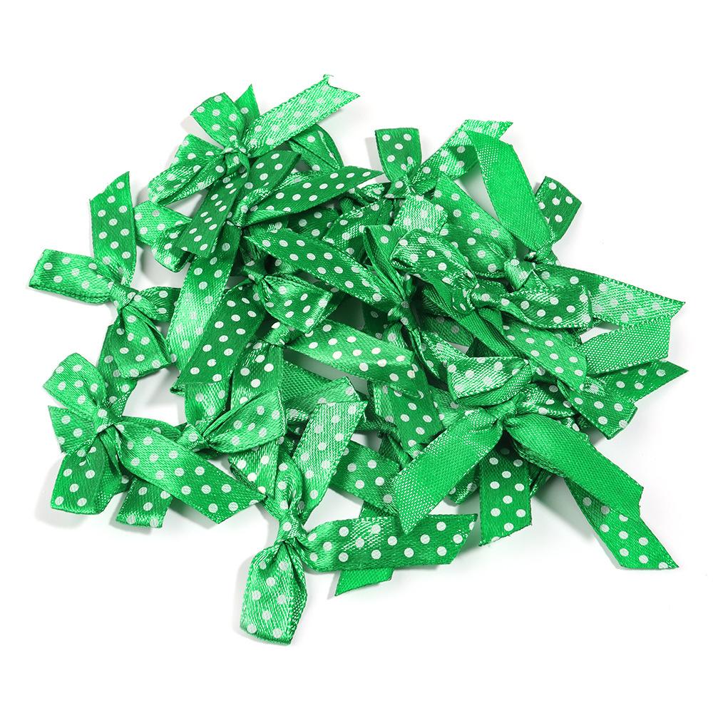 

50pcs/lot Color Polka Dot Bow Ribbon Tied Bows for Clothing Gift Party Decoration DIY Hairpin Handcraft Accessories Materials 5x4cm зелёный