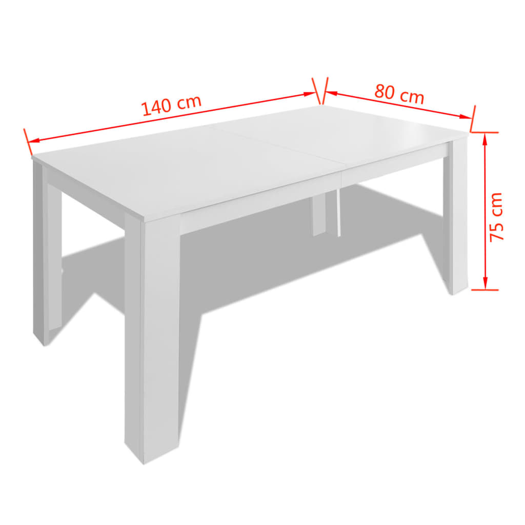 Vidaxl Dining Table, 140X80X75 Cm, White