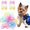 10PCS Puppy Bows With Rubber Bands Lace Dog Bows Handmade Pet Hair Accessories For Dogs and Cats Bowknots Pet Dogs Supplies