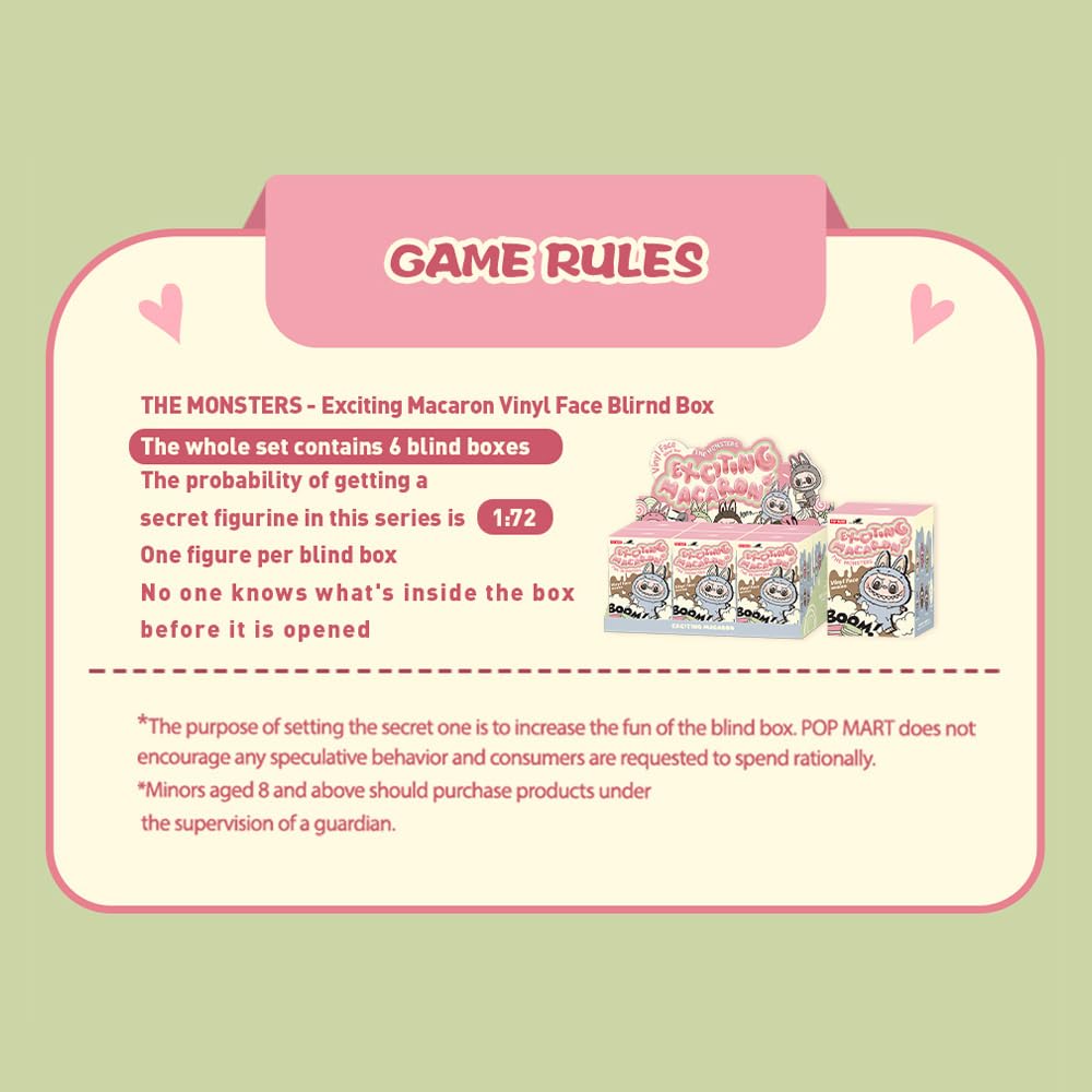 POP MART THE MONSTERS Exciting Macaron Plush Series [1 Piece] Pop Mart Gachapon Blind Box Figure Plastic Model Premium Toy PVC Soft Vinyl Original