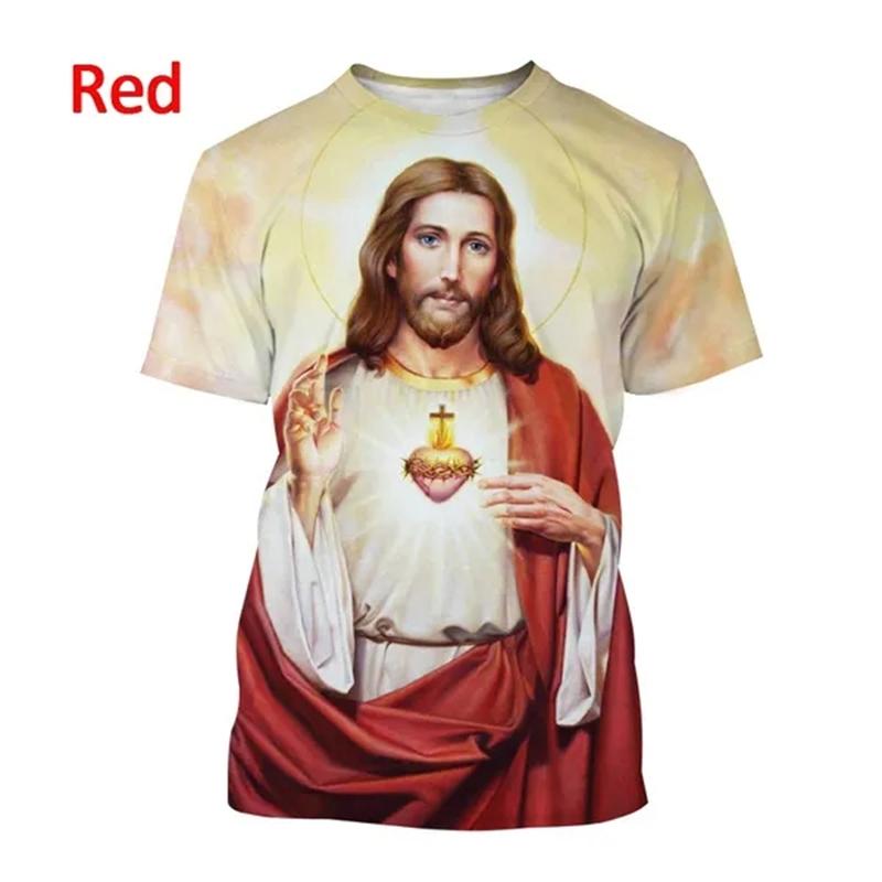 Jezus Kocha Każdego Chrześcijanina Koszulka Drukowana 3D Letnia Moda Wzór Jezusa Mężczyźni Kobiety Gorąca Krótki Rękaw Codzienna Koszulka Ropa Hombre