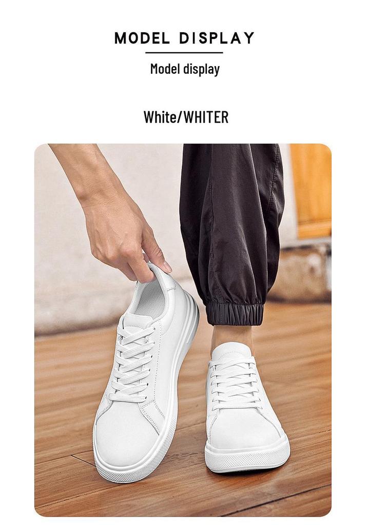 Invisible 8CM Height Increasing Men's Thick Sole White Casual Outdoor Sports Board Shoes