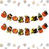 Vintage Halloween Paper Banner Retro Pumpkin Black Cat Haunted House Garland For Home Wall Mantel Fireplace Party Decorations