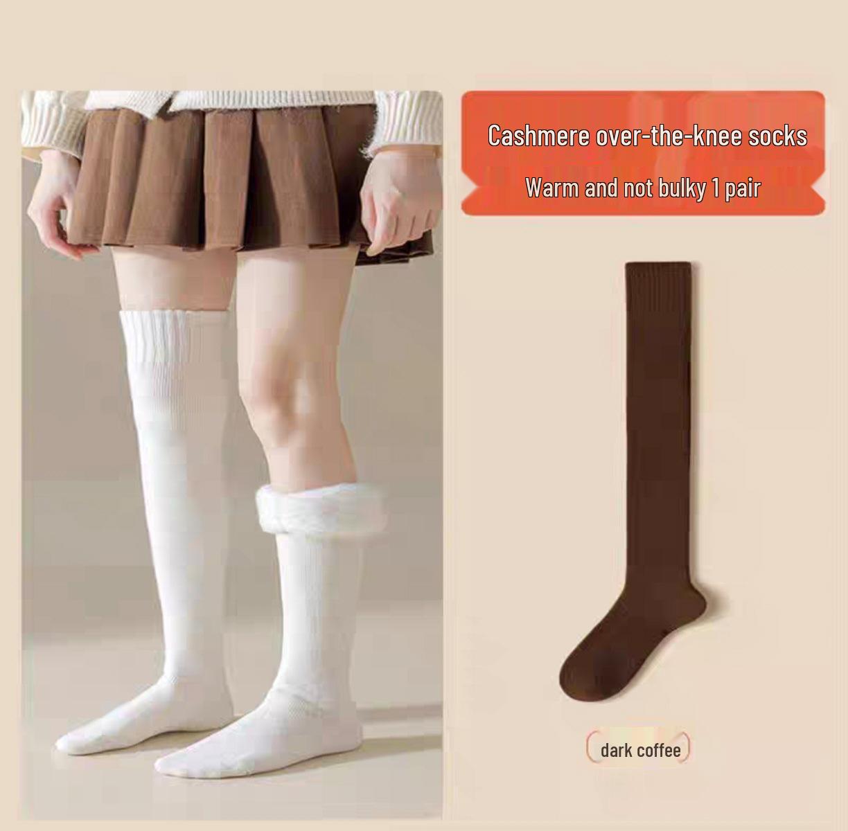 

Women s Cashmere Thigh-High Fleece-Lined Socks - Warm, Thick & Cold-Resistant for Autumn/Winter One Size