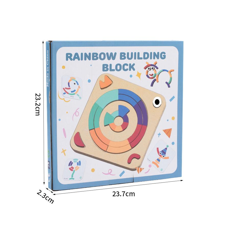 

3D DIY Jigsaw Puzzle Rainbow Blocks Kids Creative Brain Teaser Educational Wood Toy Baby Fun Variety Matching Educational Toy