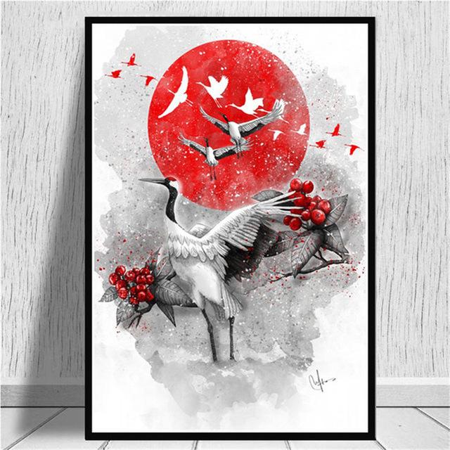 Žhavý japonský zenový inkoust Bonsa Bushido Samurai Kanji Malba na plátně Plakát a grafika Nástěnná malba pro domácí dekoraci Bez rámu