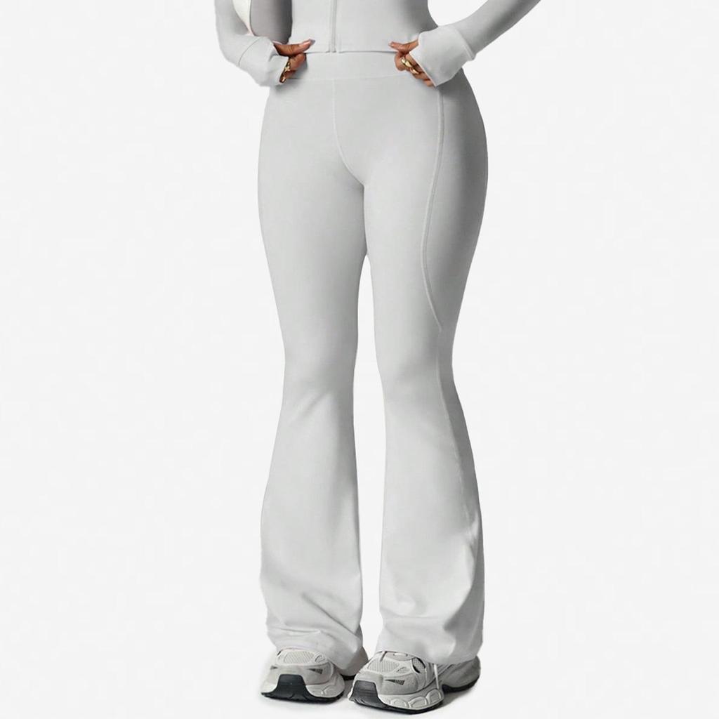 Waist-Cinching Yoga Set: Long-Sleeve Jacket & Butt-Lifting Micro-Flare Pants - Women's Sportswear for Autumn/Winter.