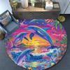 Dolphins Sunset Round Area Rug,Carpet Rug for Living Room Bedroom Sofa Playroom Decor,Non-slip Floor Mat