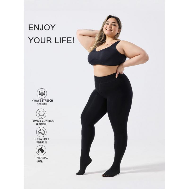 Large Size High Waist Winter Velvet Thickened Warm Outer Wear Integrated Bottoming Pantyhose Belly Pants