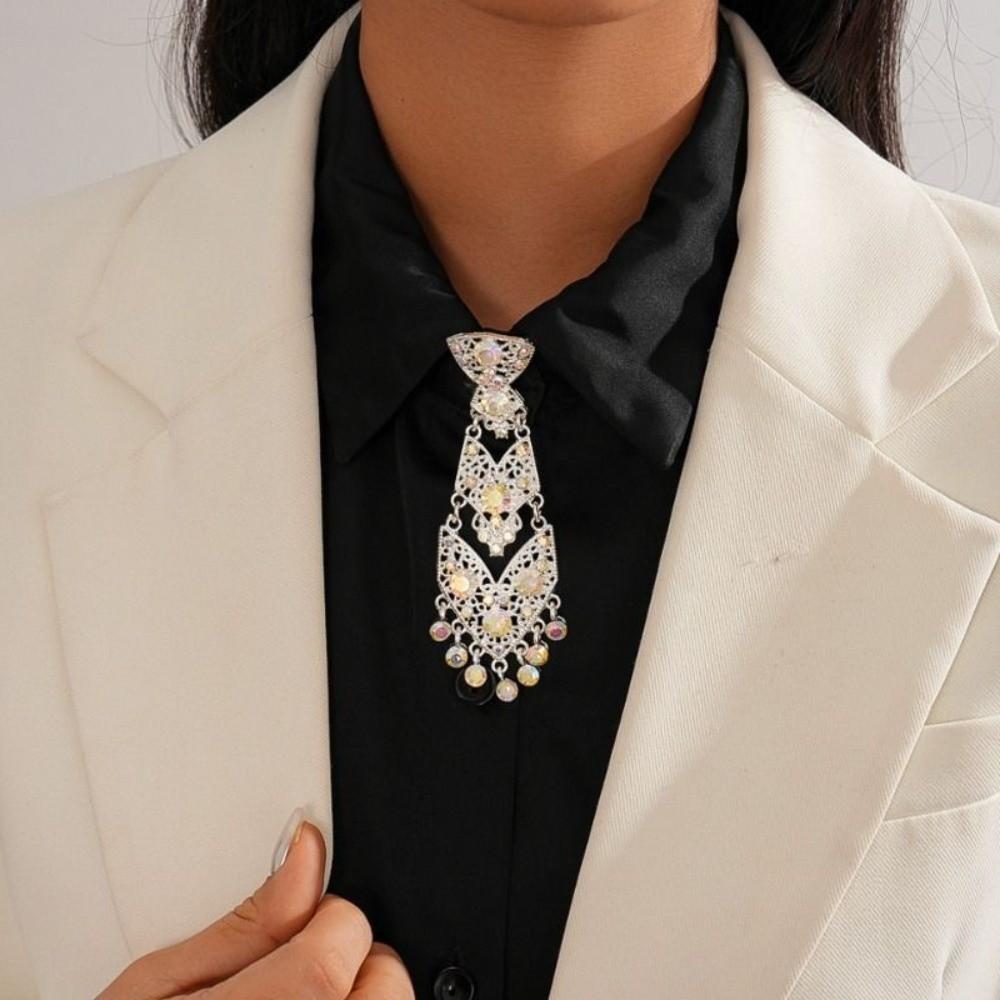 Tassel Rhinestone Necktie Adjustable Crystal Necktie Trendy Formal Business Ties Unisex