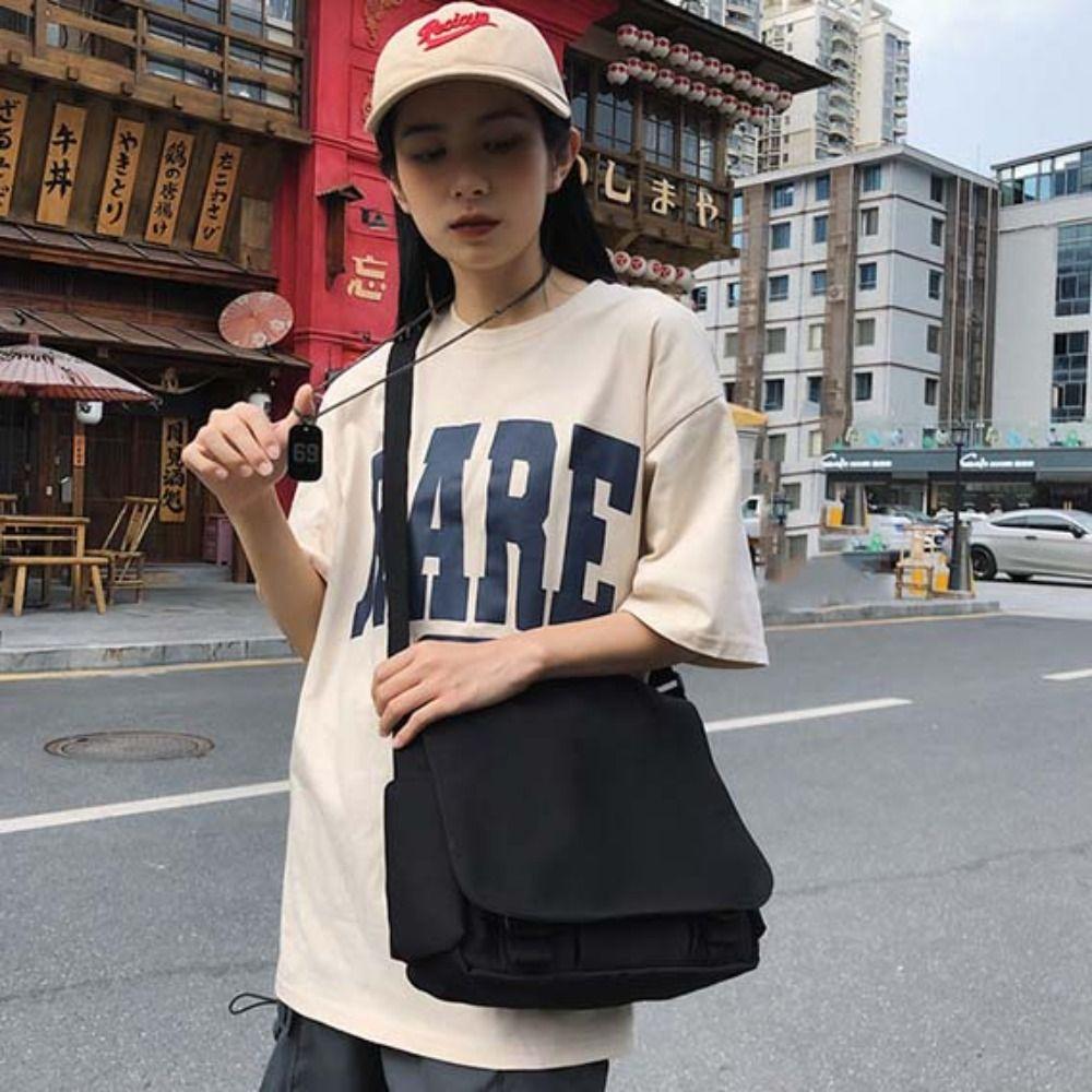Korean Style Solid Nylon Bag Black Simple Shoulder Bag Crossbody Bags Messenger Bag  Student