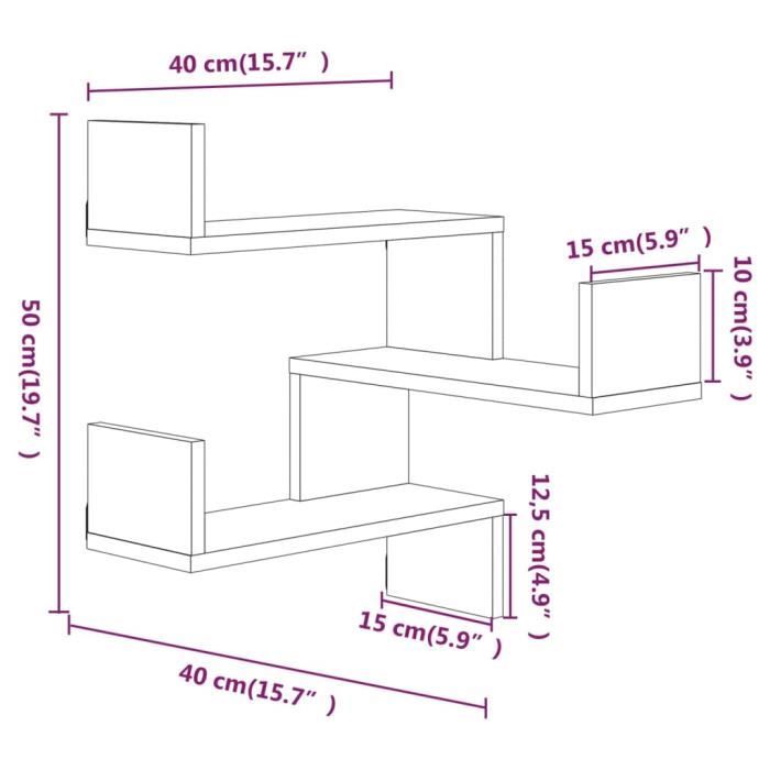 VidaXL Étagère d'angle murale Chêne fumé 40x40x50 cm Bois d'ingénierie 815204