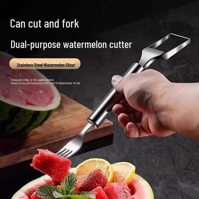 Stainless Steel Dual-Head Watermelon Cutter & Fruit Fork - Multi-Functional Slicer with Newcomer Discount