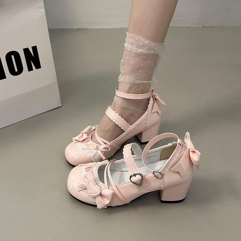 

Модная женская обувь Мэри Джейн Новая обувь в стиле Лолита Модная и универсальная женская обувь Свадебная вечеринка Бант Косплей Высокие каблуки Обувь Лолита 36