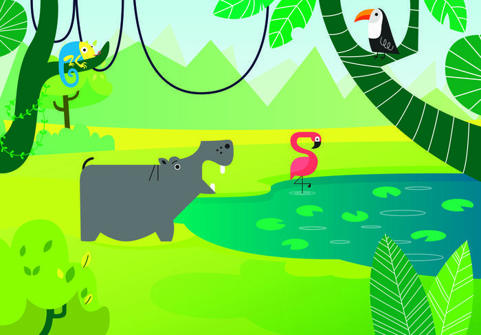 Photomural At The Watering Hole Iq-1360 Self-Adhesive Mural 180x120