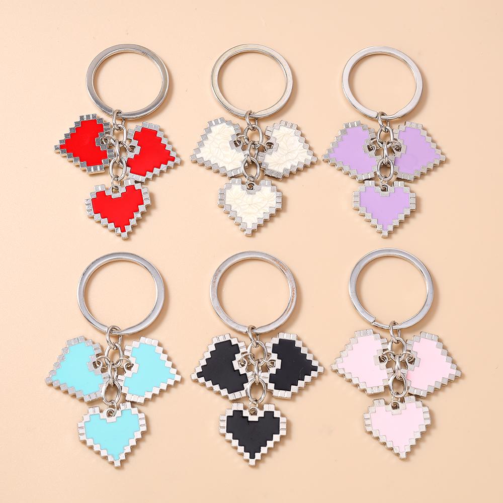 Cute Enamel Love Heart Key Chain Women Girls Key Ring Pendants for Handbag Decor DIY Handmade Key Holder Jewelry Gifts
