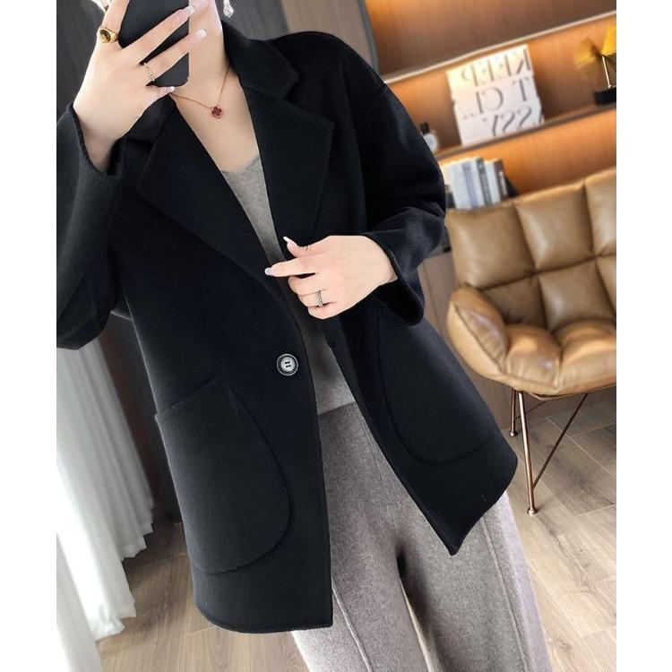 Winter Wool Coat for Women Loose Fit Tweed Jacket Oversized Warm Outerwear
