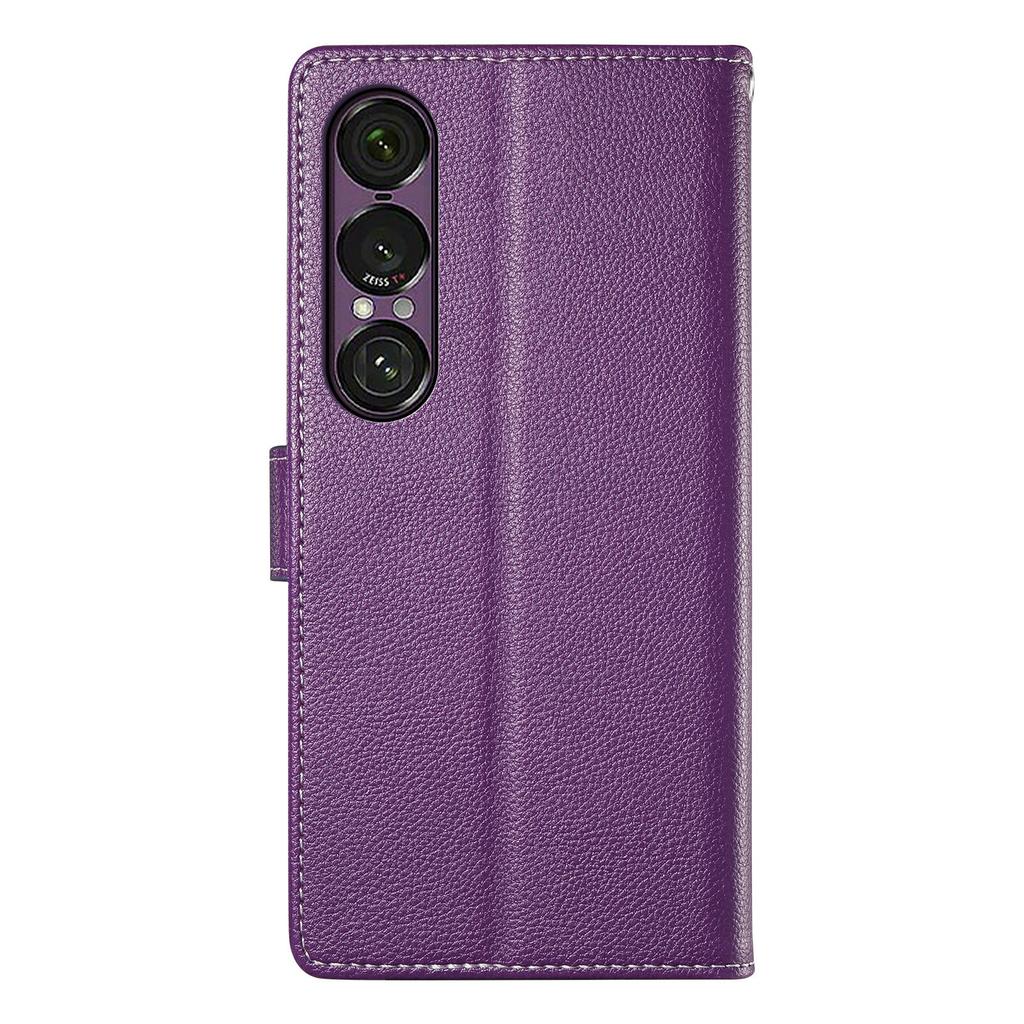 For Sony Xperia 1 VII Stand Case Litchi Texture Leather Wallet Phone Cover Magnetic Snap