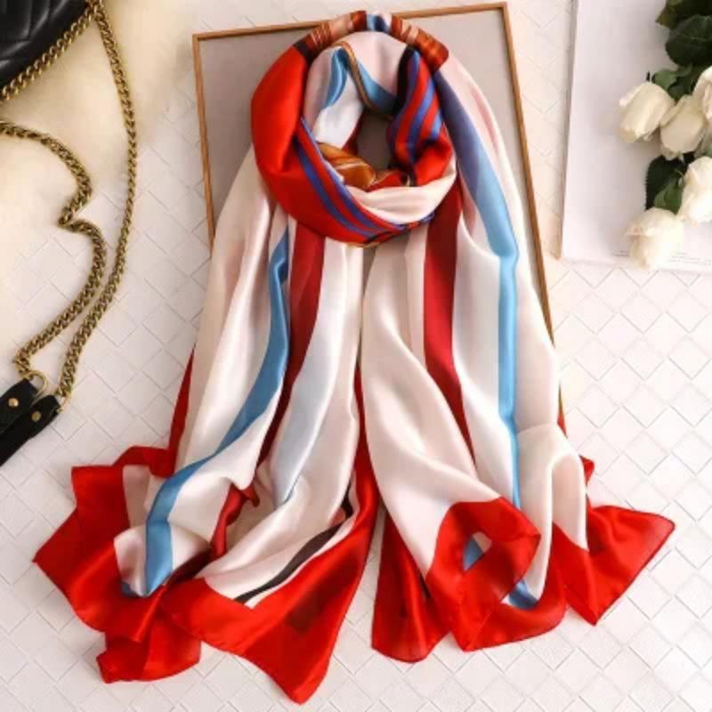 Marque de Luxe Pashmina Bandana Étoles de Plage Hijab Étés Femmes Écharpes Douces Longues Imprimées Écharpes en Soie Châle et Écharpe pour Dame