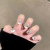 Handmade Short Insinspired Nail Patches With Detachable Design Sparkling Gradient Effect And Love Diamond Pattern In Available