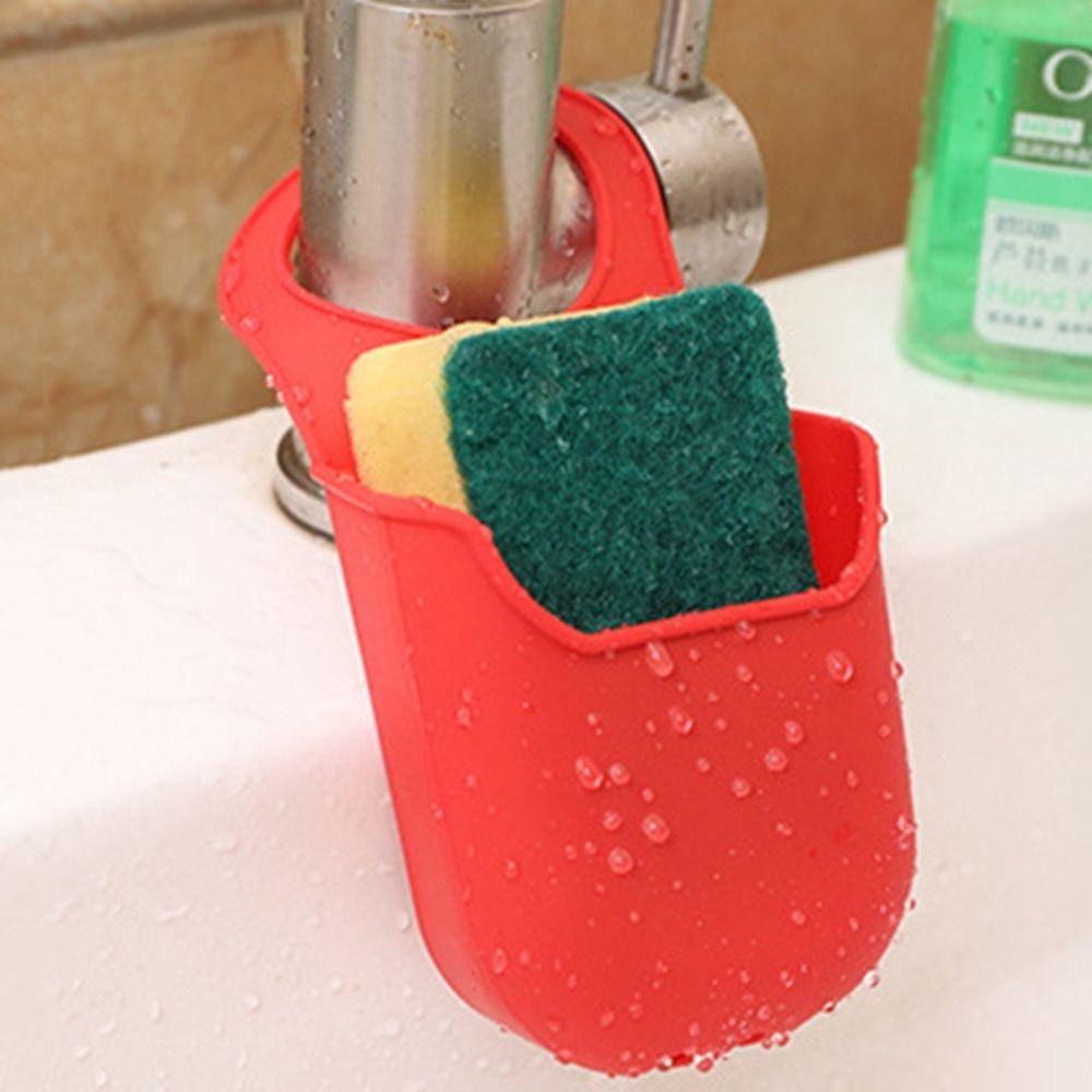 Candy Colors PVC Plastic Soap Dish Silicone Sink Drain Rack Sink Hanging Storage Bag Kitchen