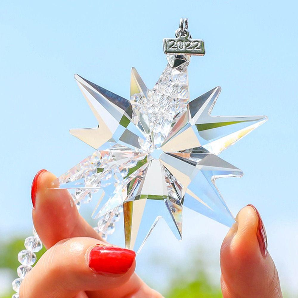Crystal Snowflake Pendant Auto Interior Accessories Car Pendant Rearview Mirror Hanging Ornaments