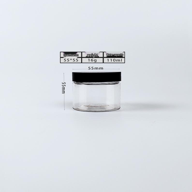 Black Lid Wide Mouth PET Food Jar for Snacks, Nuts, Grains, and Honey.