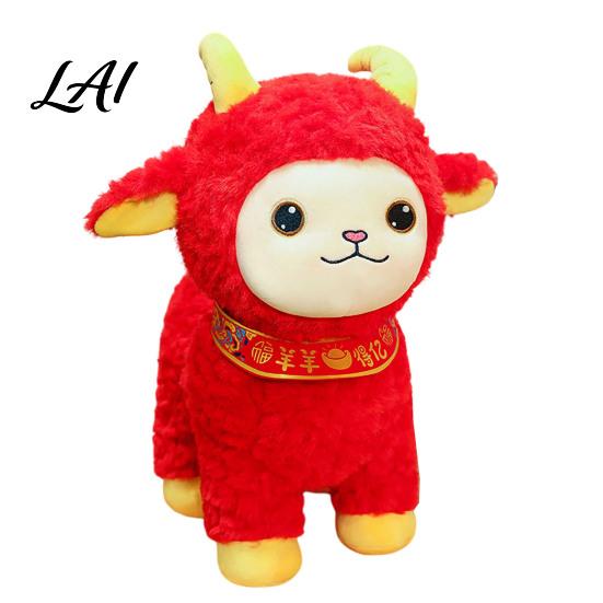 New Year Home Decor Items Chinese Mascot 2027 Plush Zodiac Sheep Lunar Red Stuffed Festive Mascot Doll Toy for Car
