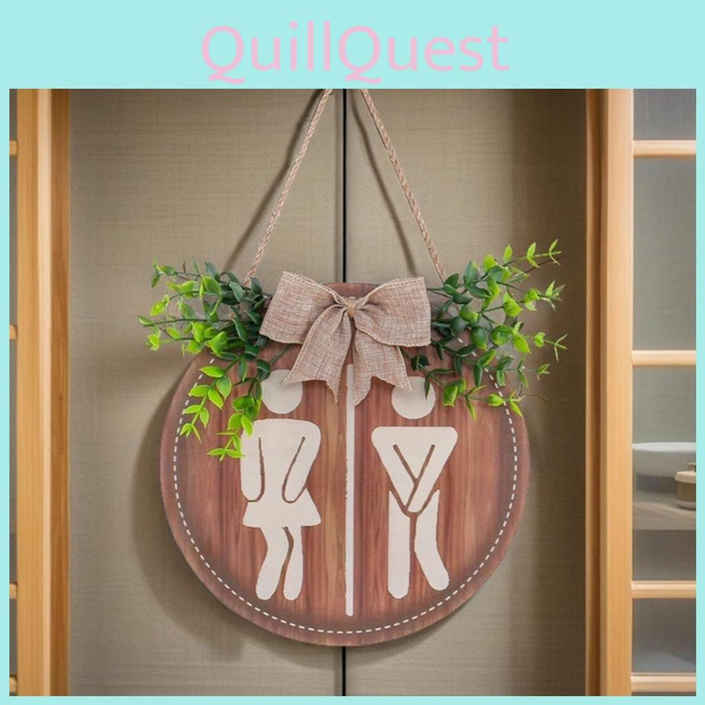 Minimalist Toilet Bathroom Wooden Sign For Wall Decor And Restroom Recognition