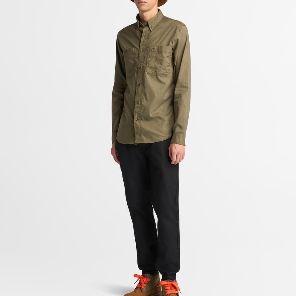 Timberland Comfortable Soft Skin-Friendly Versatile Long Sleeve Shirt Men shirts Army-Green A69RQ-A58