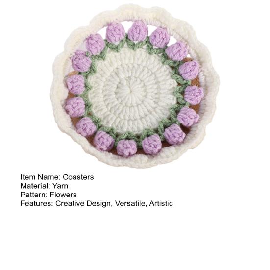 Gehäkelter Tulpenblumen-Untersetzer Handgemachte Unterlagen für Kaffee- und Teetassen Mehrzweck Heimbar