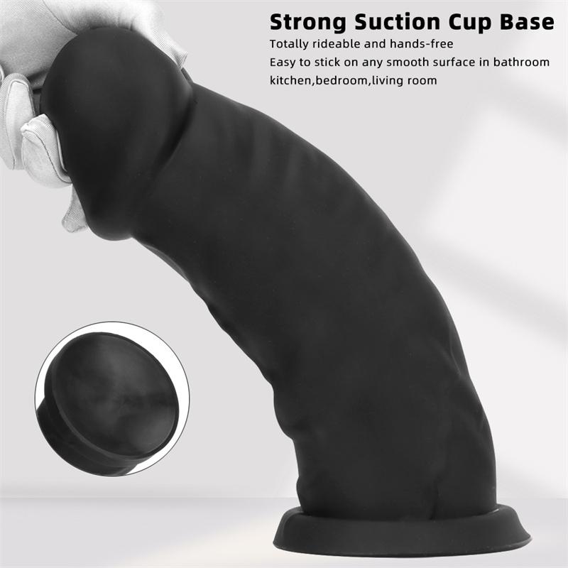 Extra Large Black Mushroom Head Extra Long Thick Simulated Dildo Butt Plug Anus Toy In Back Yard