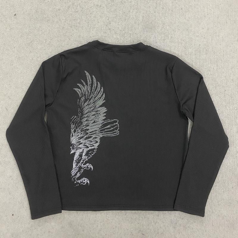 

European and American Y2K personalized dark printed round neck long sleeved retro street trend top XL чорний