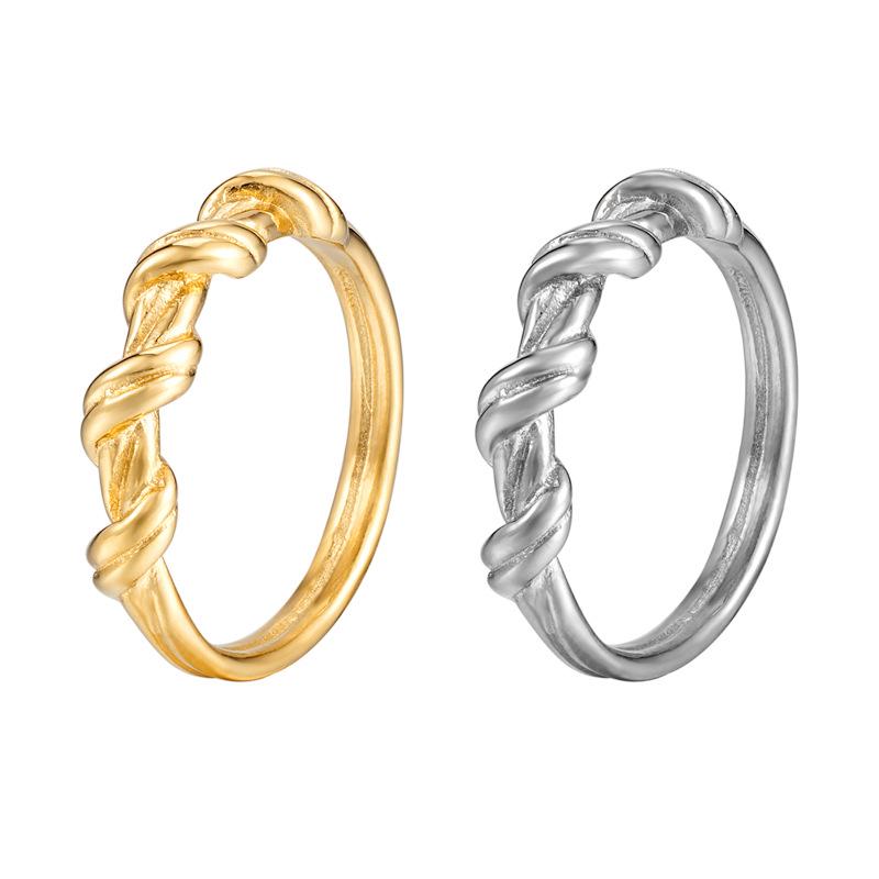 Elegant 14K Gold Braided Ring - High-End Titanium Steel, Non-Fading Jewelry for Women