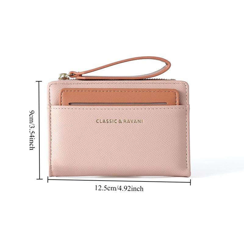 

1pc Wallet Card and Bag Integrated Short Item Anti-theft Brush Multifunctional Credit Card Wallet Genuine Leather Coin Purse рожевий