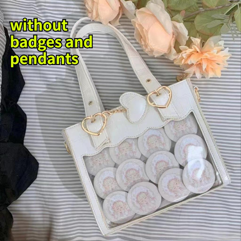Transparent Ribbon Bow Black Ita Bag Women Harajuku Aesthetic Large Capacity Shoulder Handbag