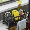 Kitchen Sink Drain Rack Organizer Carbon Steel Self-draining Sink Shelf Soap Sponge Holder Dishcloth Towel Rack Filter Basket