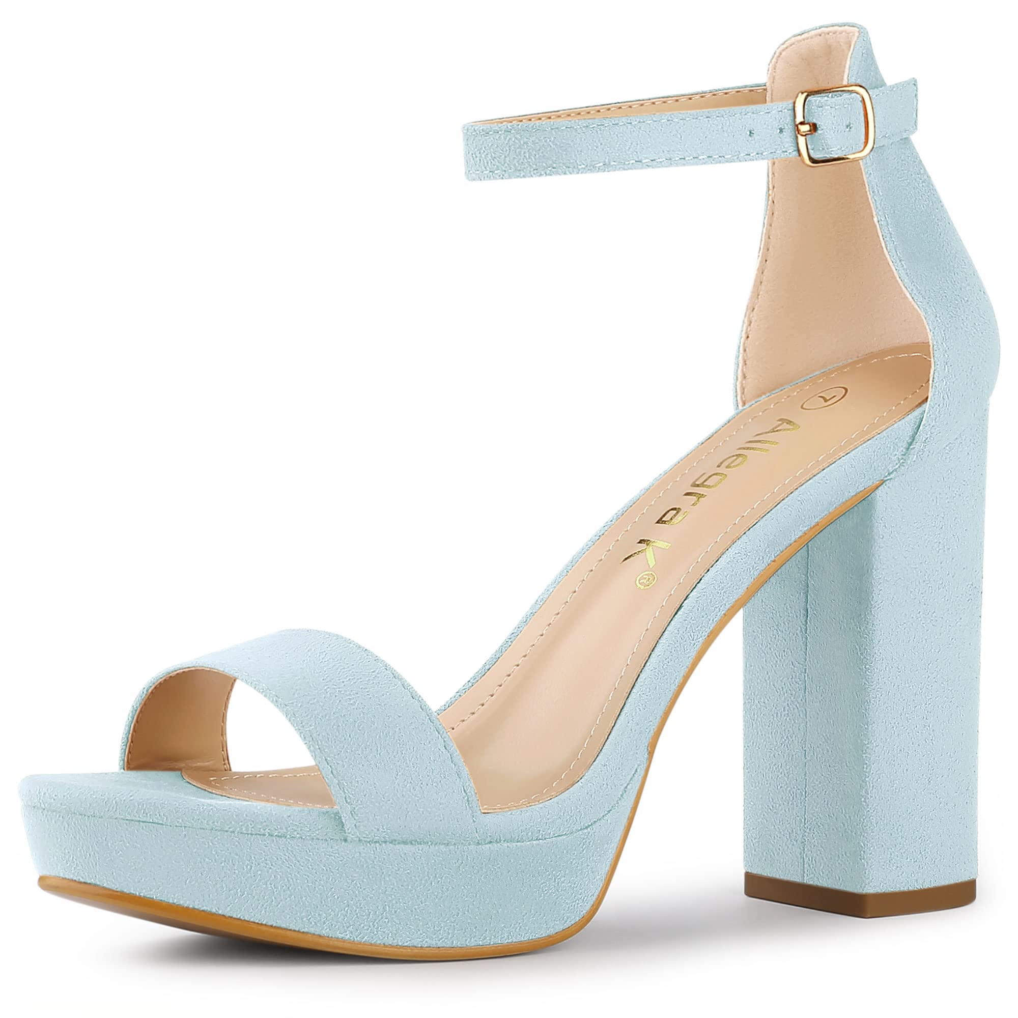 

Allegra K Women s Platform High Heel Sandals with Ankle Strap and Chunky Heel, Sky Blue, Size 24.5cm